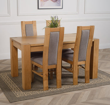 Kuba Medium Oak Dining Table with 4 Stanford Oak Chairs