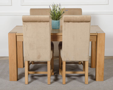 Kuba Medium Oak Dining Table with 4 Washington Beige Fabric Chairs