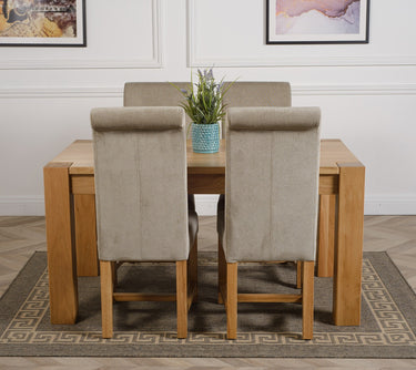 Kuba Medium Oak Dining Table with 4 Washington Grey Fabric Chairs