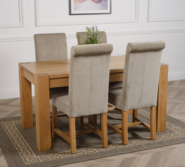 Kuba Medium Oak Dining Table with 4 Washington Grey Fabric Chairs