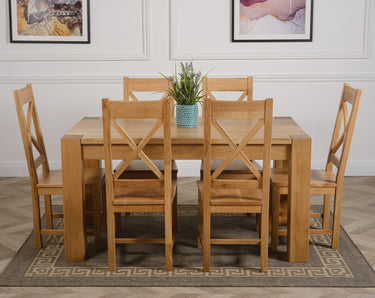 Kuba Medium Oak Dining Table with 6 Berkeley Oak Chairs