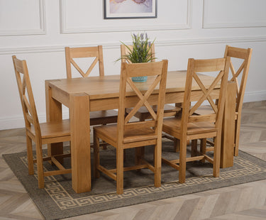 Kuba Medium Oak Dining Table with 6 Berkeley Oak Chairs
