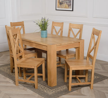 Kuba Medium Oak Dining Table with 6 Berkeley Oak Chairs