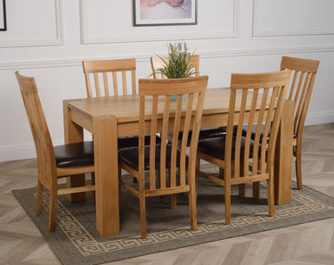 Kuba Medium Oak Dining Table with 6 Harvard Oak Chairs
