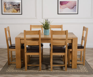 Kuba Medium Oak Dining Table with 6 Lincoln Oak Chairs