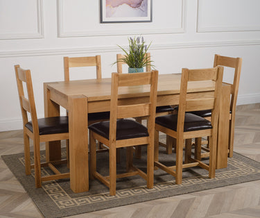 Kuba Medium Oak Dining Table with 6 Lincoln Oak Chairs