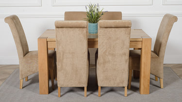 Kuba Medium Oak Dining Table with 6 Montana Beige Fabric Chairs