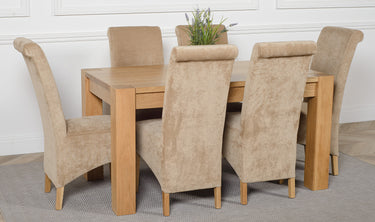 Kuba Medium Oak Dining Table with 6 Montana Beige Fabric Chairs