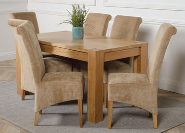 Kuba Medium Oak Dining Table with 6 Montana Beige Fabric Chairs