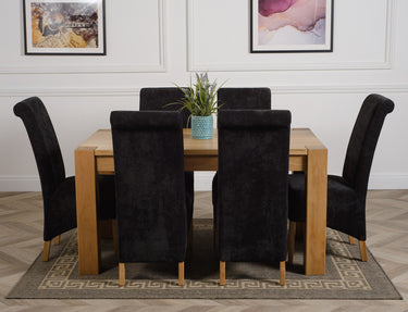 Kuba Medium Oak Dining Table with 6 Montana Black Fabric Chairs