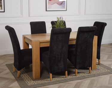 Kuba Medium Oak Dining Table with 6 Montana Black Fabric Chairs