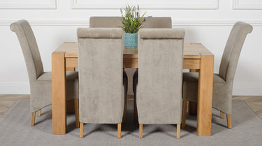 Kuba Medium Oak Dining Table with 6 Montana Grey Fabric Chairs