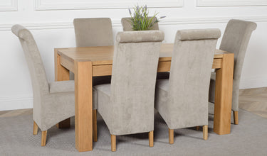 Kuba Medium Oak Dining Table with 6 Montana Grey Fabric Chairs