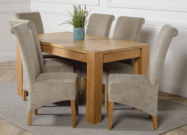 Kuba Medium Oak Dining Table with 6 Montana Grey Fabric Chairs