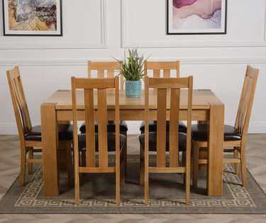 Kuba Medium Oak Dining Table with 6 Princeton Oak Chairs
