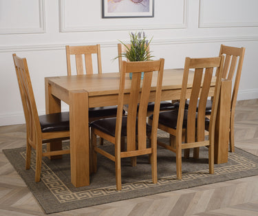 Kuba Medium Oak Dining Table with 6 Princeton Oak Chairs