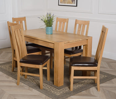 Kuba Medium Oak Dining Table with 6 Princeton Oak Chairs
