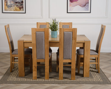 Kuba Medium Oak Dining Table with 6 Stanford Oak Chairs