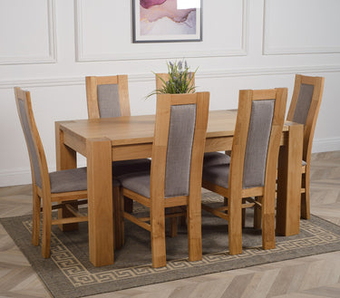 Kuba Medium Oak Dining Table with 6 Stanford Oak Chairs