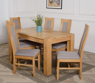 Kuba Medium Oak Dining Table with 6 Stanford Oak Chairs
