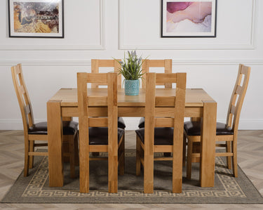 Kuba Medium Oak Dining Table with 6 Yale Oak Chairs