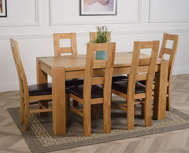 Kuba Medium Oak Dining Table with 6 Yale Oak Chairs