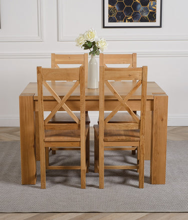 Kuba Small Oak Dining Table with 4 Berkeley Oak Chairs
