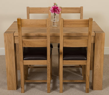 Kuba Small Oak Dining Table with 4 Lincoln Oak Chairs