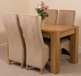 Kuba Small Oak Dining Table with 4 Lola Beige Fabric Chairs