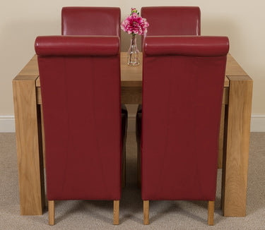Kuba Small Oak Dining Table with 4 Montana Burgundy Leather Chairs