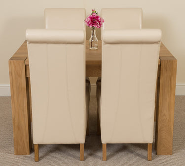 Kuba Small Oak Dining Table with 4 Montana Ivory Leather Chairs