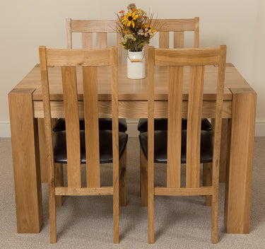 Kuba Small Oak Dining Table with 4 Princeton Oak Chairs