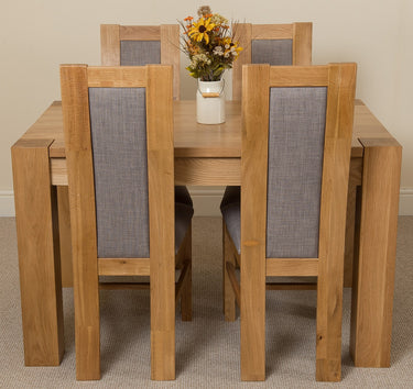 Kuba Small Oak Dining Table with 4 Stanford Oak Chairs