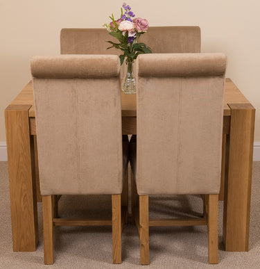 Kuba Small Oak Dining Table with 4 Washington Beige Fabric Chairs