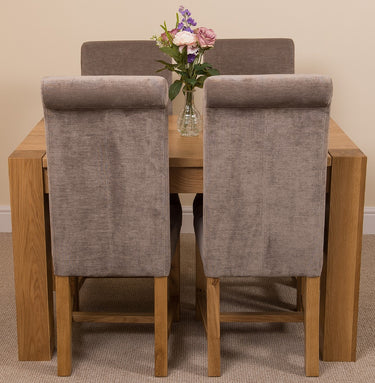 Kuba Small Oak Dining Table with 4 Washington Grey Fabric Chairs