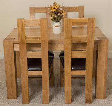Kuba Small Oak Dining Table with 4 Yale Oak Chairs