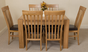 Kuba Small Oak Dining Table with 6 Harvard Oak Chairs