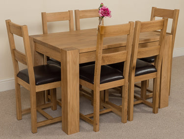 Kuba Small Oak Dining Table with 6 Lincoln Oak Chairs