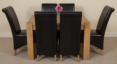 Kuba Small Oak Dining Table with 6 Montana Black Leather Chairs