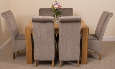 Kuba Small Oak Dining Table with 6 Montana Grey Fabric Chairs