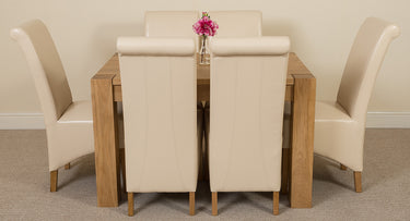 Kuba Small Oak Dining Table with 6 Montana Ivory Leather Chairs