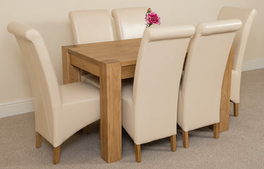 Kuba Small Oak Dining Table with 6 Montana Ivory Leather Chairs