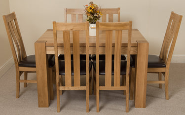 Kuba Small Oak Dining Table with 6 Princeton Oak Chairs