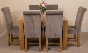 Kuba Small Oak Dining Table with 6 Washington Grey Fabric Chairs