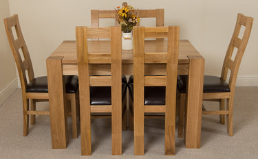 Kuba Small Oak Dining Table with 6 Yale Oak Chairs