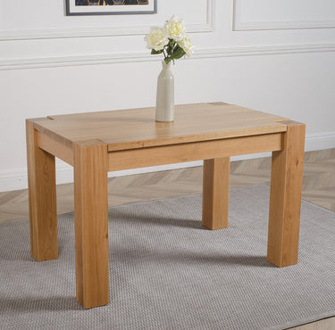 Kuba Small Oak Dining Table with 6 Lola Brown Leather Chairs