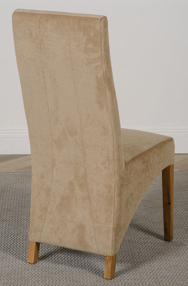 Lola Beige Fabric Dining Chair | Curved Back