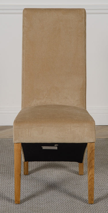 Lola Beige Fabric Dining Chair | Curved Back