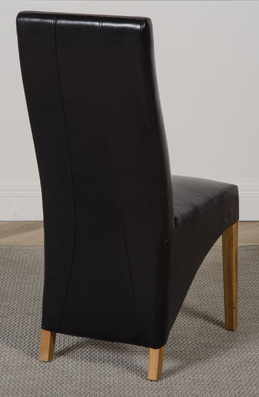 Lola Black Leather Dining Chair | Curved Back