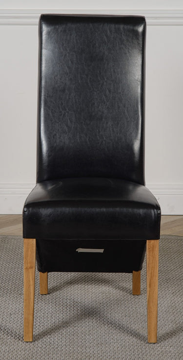 Lola Black Leather Dining Chair | Curved Back